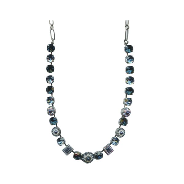 Mariana Necklace Finely Detailed Montana Blue, White Opal, AB & Lt Sapphire Austrian Crystals Odyssey 2018 Coll.