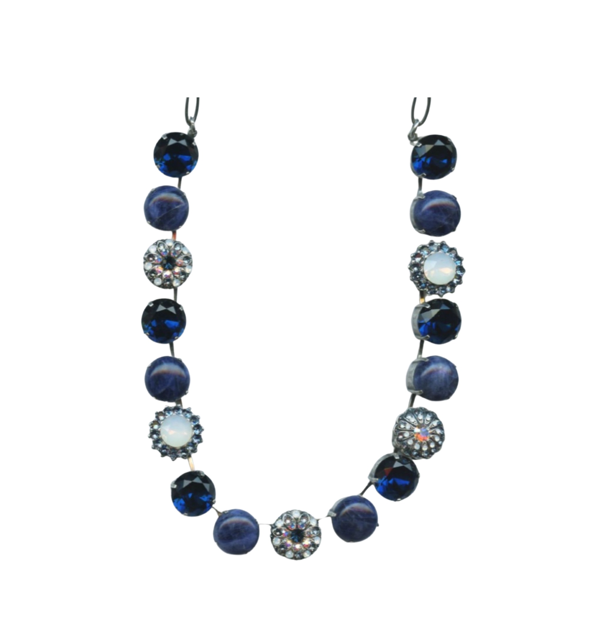 N-3195-M1069-SP (1) Mariana Necklace Elegant Lapis Lazuli Mineral, White Opal, Sapphire & AB Austrian Crystals Odyssey 2018 Coll. - Image 1