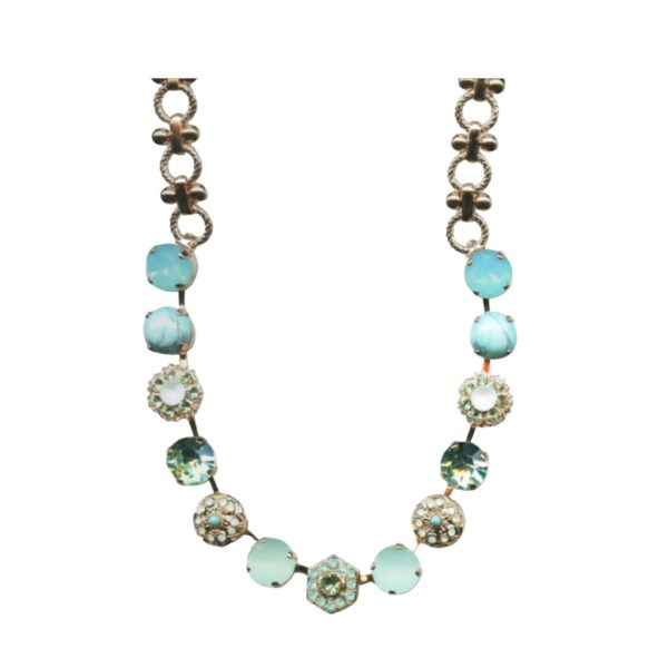 Mariana Necklace Stunning Howlite Chines Turq Mineral, White Opal & Greens Austrian Crystals Odyssey 2018 Coll.