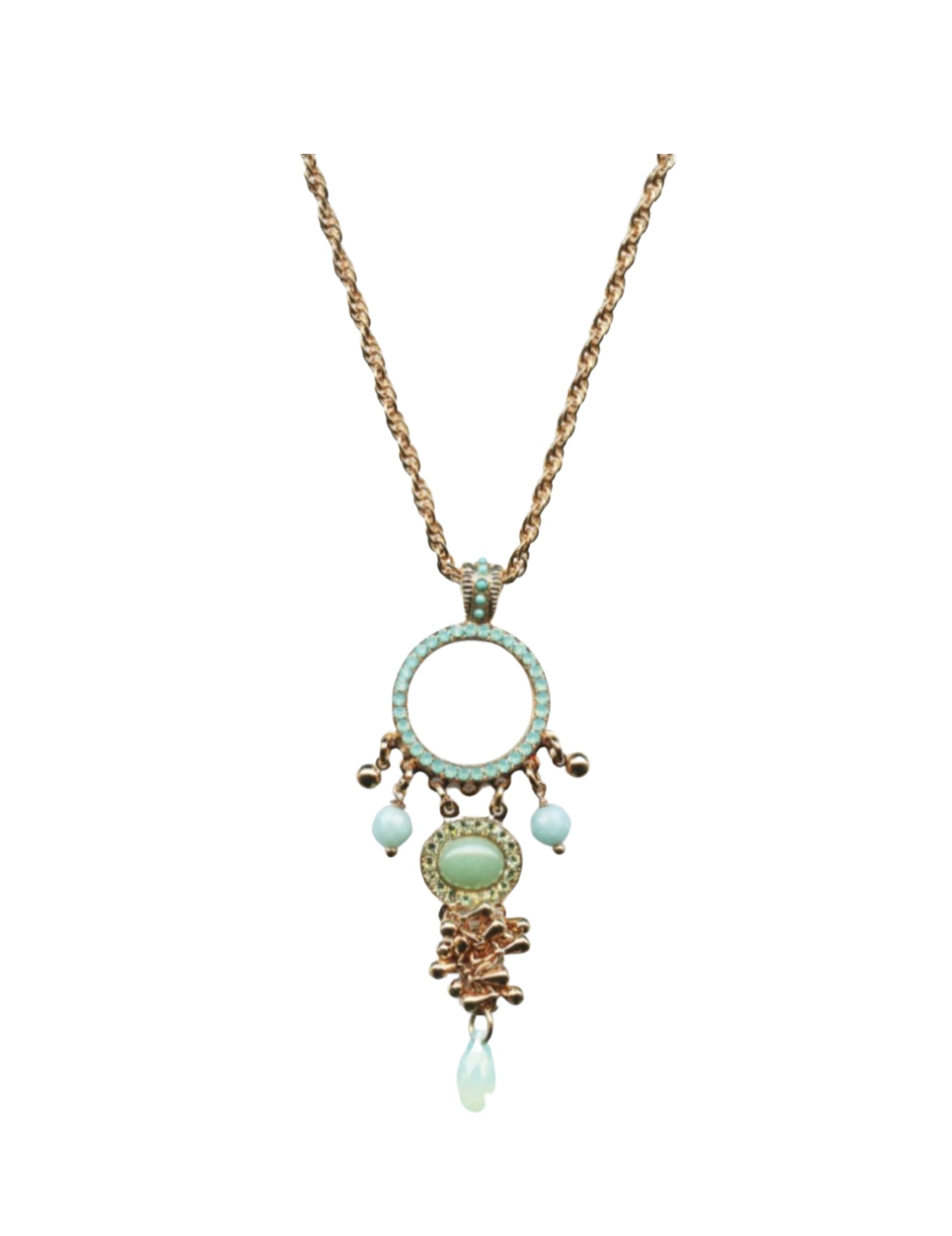 N-5020-2-M1087-RG (1) Mariana Necklace Pendant Green Aventurine Mineral, Chrysolite, Turq & Pacific Opal Austrian Crystals Odyssey 2018 Coll. - Image 1