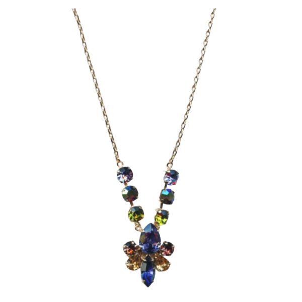 Mariana Necklace Pendant Shimmering Tanzanite, Rose, Olivine, Champagne & Sapphire Austrian Crystals Penelope Odyssey Coll.