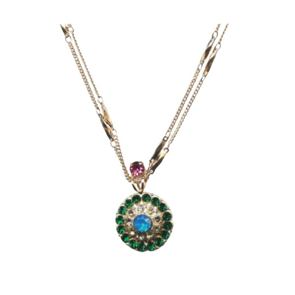 Mariana Necklace Pendant Fashionable Rose, Emerald, Clear & Caribbean Blue Opal Austrian Crystals Odyssey Coll.