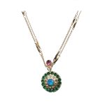 Mariana Necklace Pendant Fashionable Rose, Emerald, Clear & Caribbean Blue Opal Austrian Crystals Odyssey Coll. - Image 2