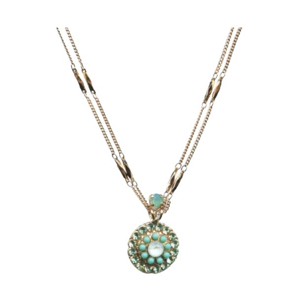 Mariana Necklace Pendant Precious Turquoise, White Opal. Chrysolite & Pacific Opal Austrian Crystals Athena Odyssey 2018 Coll.