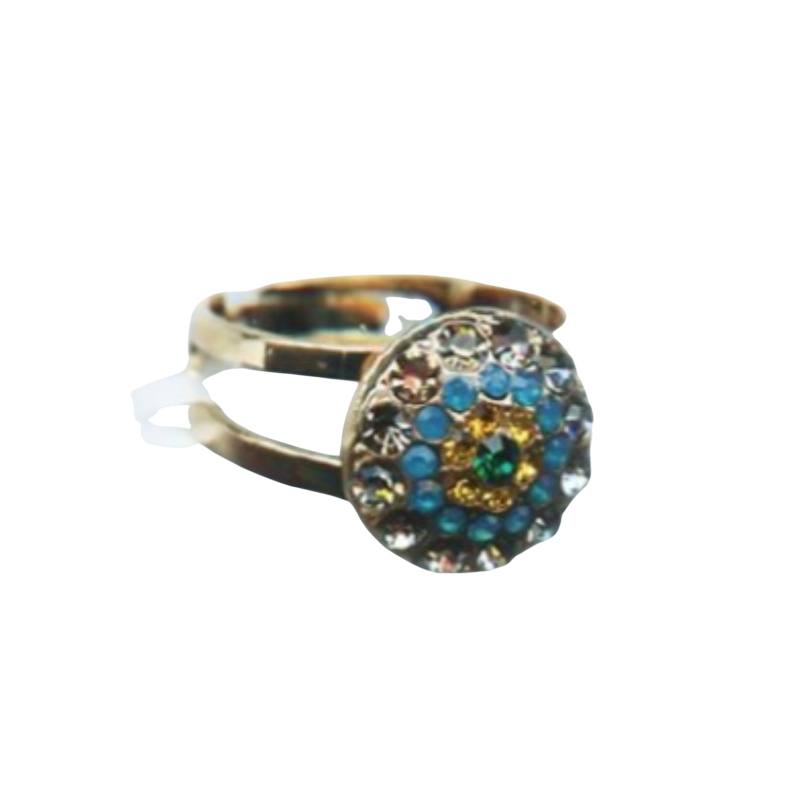 R-7141-1-1086-RG (1) Mariana Ring Stunning Beaded Clear, Caribbean Blue Opal, Topaz & Emerald Austrian Crystals Selene Odyssey 2018 Coll. - Image 1