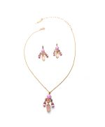 Mariana Jewelry Set Necklace & Earrings Rhodochrosite Mineral & Pinks Austrian Crystals My Treasures Coll. - Image 3