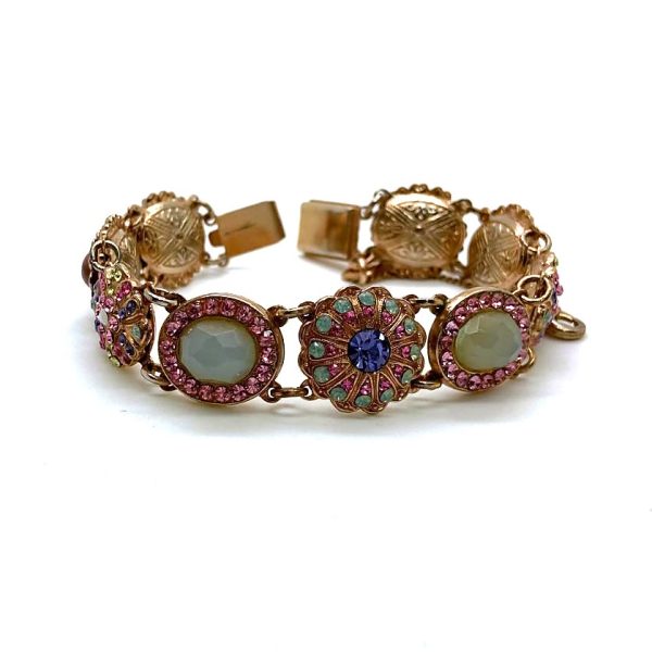 Mariana Bracelet Timeless Treasure Amber Mineral & Pink Color Austrian Crystals My Treasures Coll.