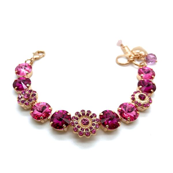 Bracelet By Mariana Woman Lovely Floral Fuchsia and Rose Pink Swarovski Crystals