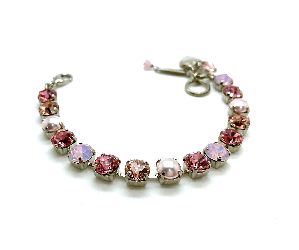 B-4252-223-1-RO (2) Bracelet By Mariana Woman Lovely Vintage Rose and Pearl Swarovski Crystals - Image 1