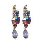 Mariana Earrings Gorgeous Heliotrope, Lt Amethyst & Smoked Topaz Austrian Crystals Penelope Odyssey 2018 Coll.