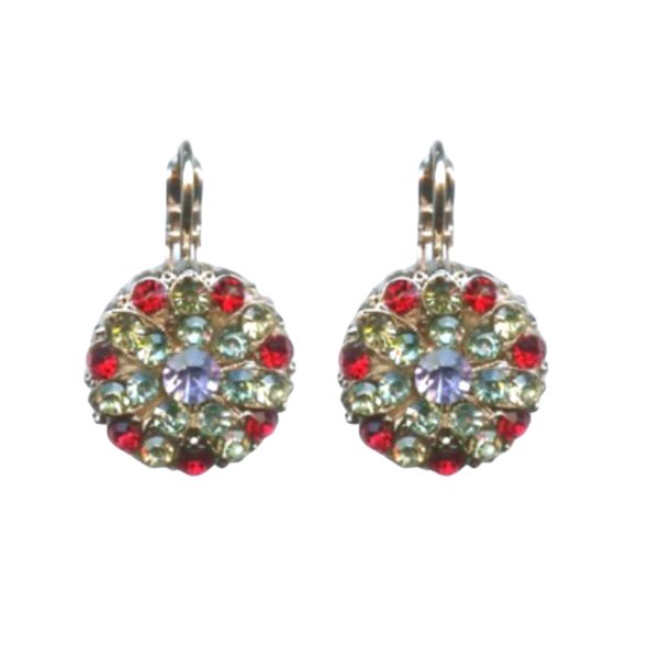 Mariana Earrings Sassy Chrysolite, Siam & Lt Amethyst Austrian Crystals Gaea Odyssey 2018 Coll.