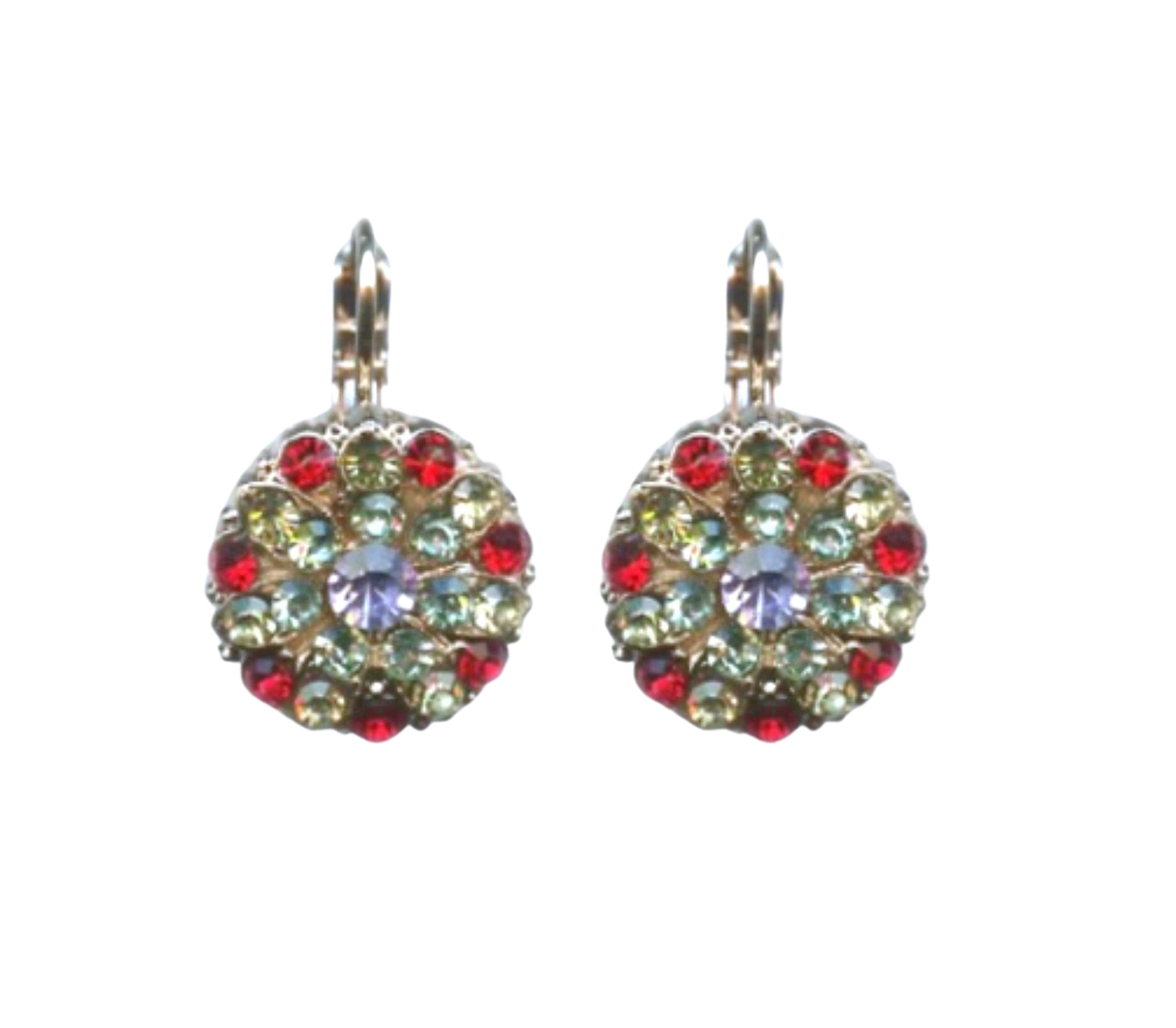 E-1029-1090-RG6 (1) Mariana Earrings Sassy Chrysolite, Siam & Lt Amethyst Austrian Crystals Gaea Odyssey 2018 Coll. - Image 1