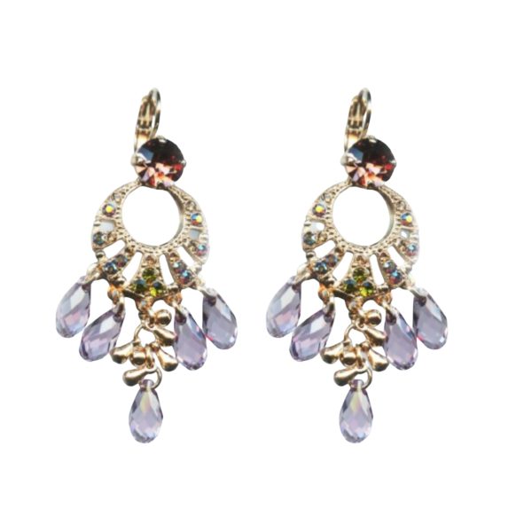 Mariana Earrings Fashionable Lt Amethyst, Smoked Topaz, Olivine & AB Austrian Crystals Penelope Odyssey 2018 Coll.