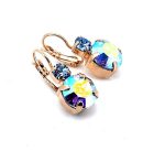 Earrings By Mariana Woman Lt. Sapphire and Aurora Borealis Swarovski Crystals - Image 2