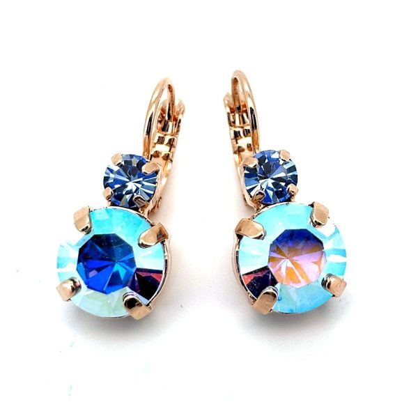 Earrings By Mariana Woman Lt. Sapphire and Aurora Borealis Swarovski Crystals