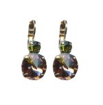 Mariana Earrings Stunning Smoked Topaz & Olivine Austrian Crystals Penelope Odyssey 2018 Coll.