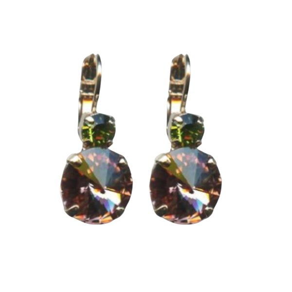 Mariana Earrings Stunning Smoked Topaz & Olivine Austrian Crystals Penelope Odyssey 2018 Coll.