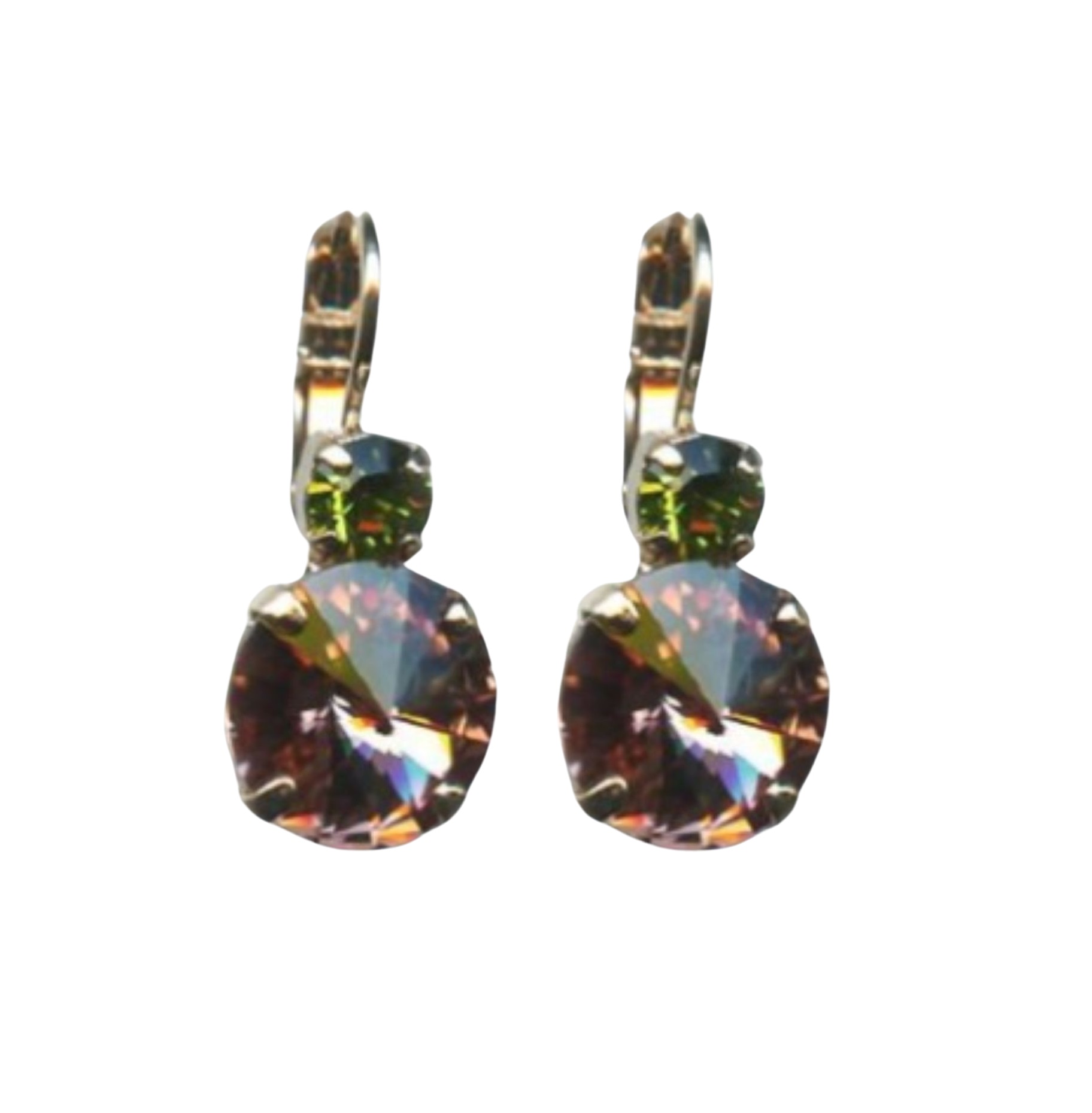 E-1037R-1089-RG6 (1) Mariana Earrings Stunning Smoked Topaz & Olivine Austrian Crystals Penelope Odyssey 2018 Coll. - Image 1
