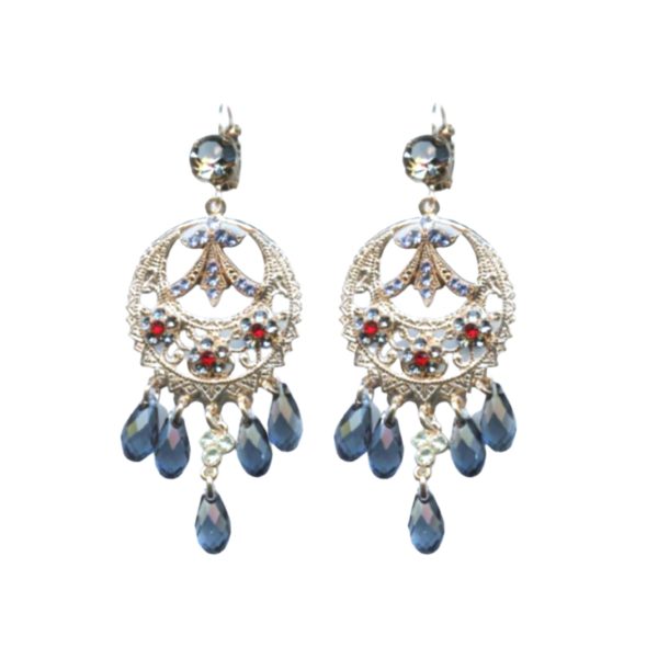 Mariana Earrings Boho Gypsy Montana Blue, Siam & Chrysolite Austrian Crystals Gaea Odyssey 2018 Coll.