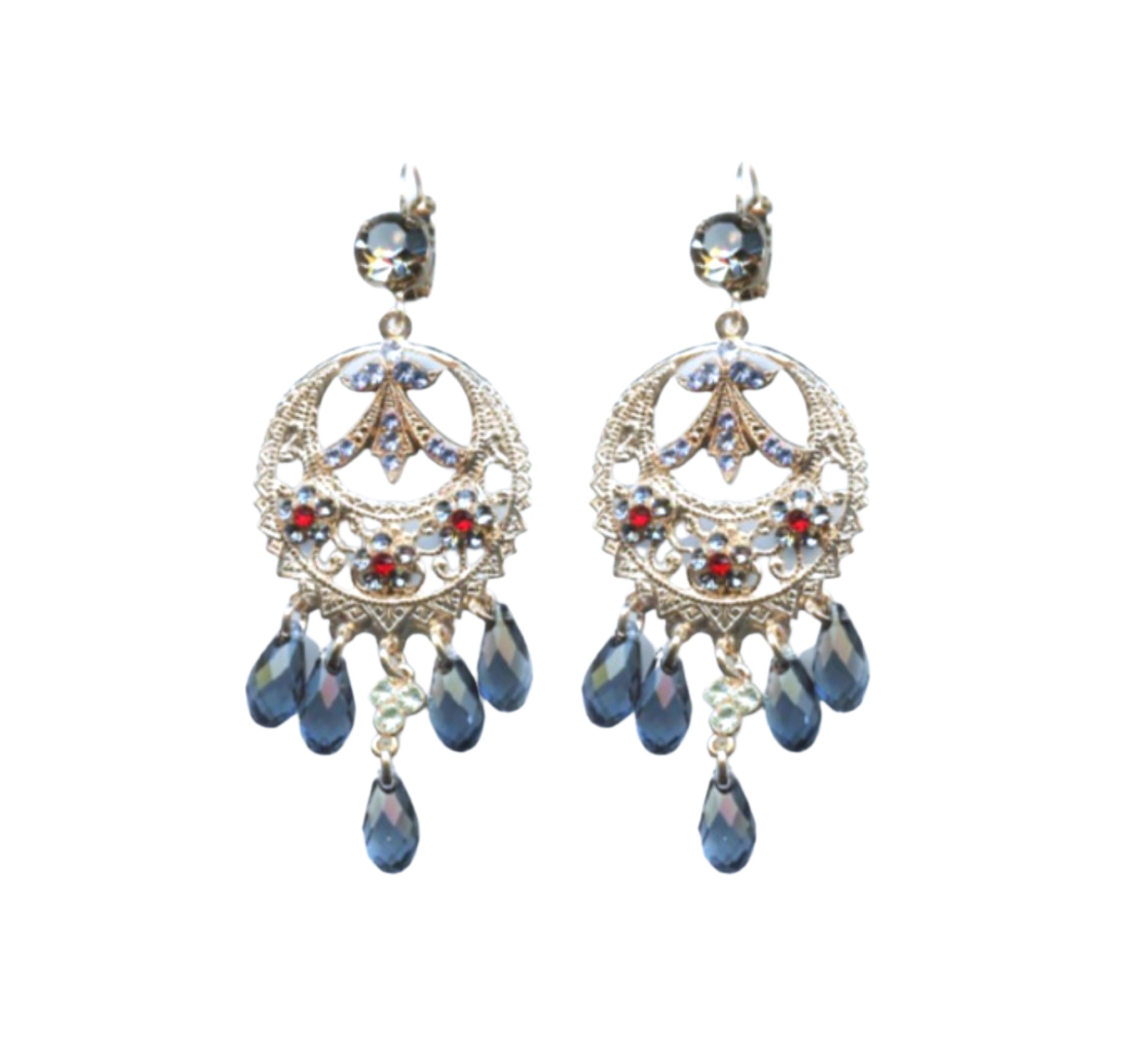 E-1043-1-1090-RG6 (1) Mariana Earrings Boho Gypsy Montana Blue, Siam & Chrysolite Austrian Crystals Gaea Odyssey 2018 Coll. - Image 1