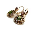 Earrings By Mariana Precious Smoked Topaz and Olivine Swarovski Crystals - Image 2