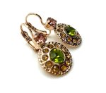 Earrings By Mariana Precious Smoked Topaz and Olivine Swarovski Crystals - Image 3