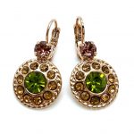 Earrings By Mariana Precious Smoked Topaz and Olivine Swarovski Crystals