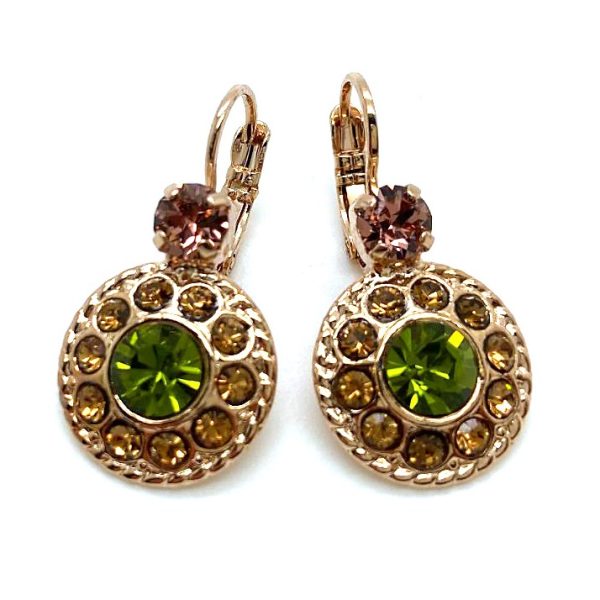 Earrings By Mariana Precious Smoked Topaz and Olivine Swarovski Crystals