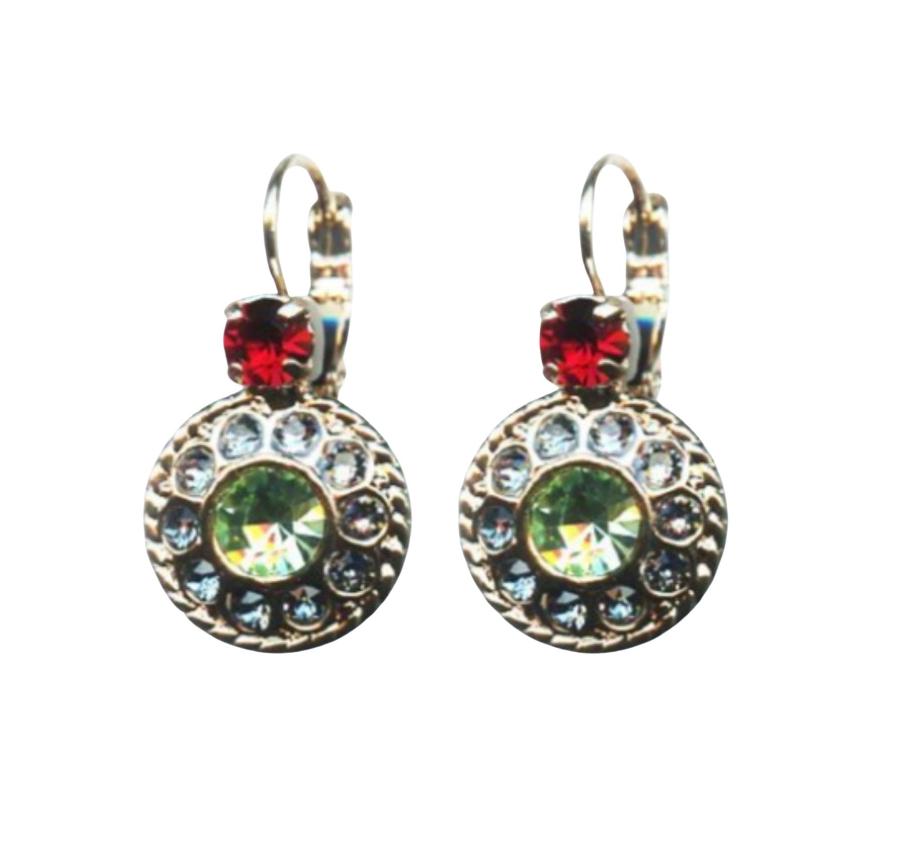 E-1048-2-1090-RG6 (1) Mariana Earrings Charming Aquamarine, Chrysolite & Siam Austrian Crystals Gaea Odyssey 2018 Coll. - Image 1