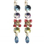 Mariana Earrings Beautiful Dangling Aquamarine, Lt Amethyst, Siam, Jonquil & Montana Austrian Crystals Gaea Odyssey 2018 Coll.