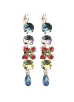 Mariana Earrings Beautiful Dangling Aquamarine, Lt Amethyst, Siam, Jonquil & Montana Austrian Crystals Gaea Odyssey 2018 Coll.