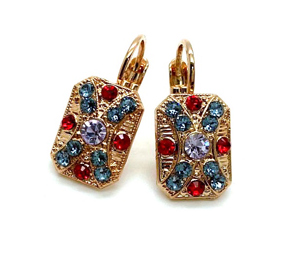 E-1080-2-1090-RG6 (3) Mariana Earrings Timeless Lt Amethyst, Montana & Siam Austrian Crystals Gaea Odyssey 2018 Coll. - Image 1