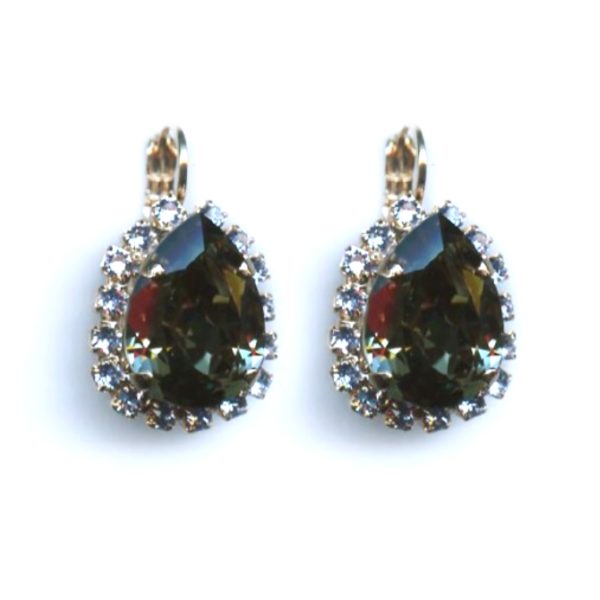 Earrings By Mariana Woman Elegant Pear Black Diamond and Sapphire Swarovski Crystals