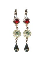 Mariana Earrings Dangling Floral in Siam, Chrysolite, Clear & Blk Dia Austrian Crystals Gaea Odyssey 2018 Coll. - Image 2