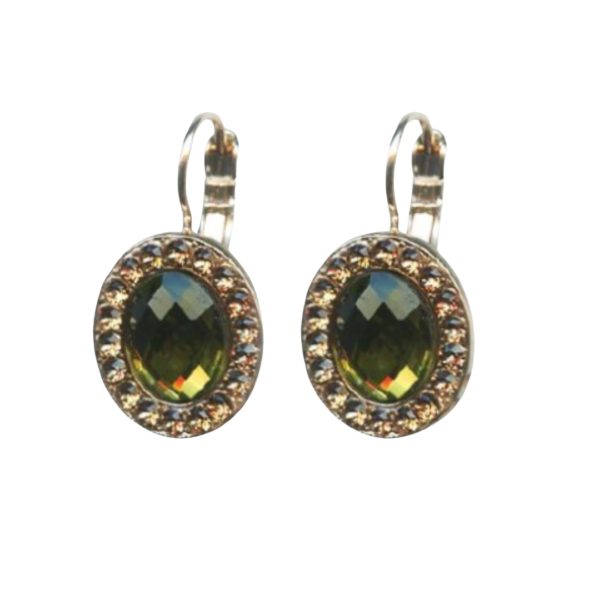 Mariana Earrings Fab Faceted Olivine & Lt Peach Austrian Crystals Penelope Odyssey 2018 Coll.