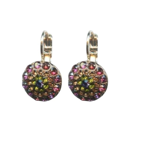 Mariana Earrings Luscious Tanzanite, Olivine, Lt Peach & Rose Austrian Crystals Penelope Odyssey 2018 Coll.