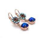 Mariana Earrings Dangling Floral in Smoked Topaz, Amethyst & Tanzanite Austrian Crystals Penelope Odyssey 2018 Coll. - Image 2