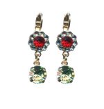 Mariana Earrings Floral in Siam, Aquamarine & Olivine Austrian Crystals Gaea Odyssey 2018 Coll.