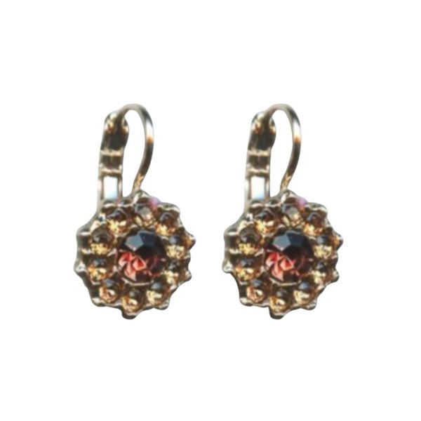 Mariana Earrings Dainty Floral in Champagne & Vintage Rose Austrian Crystals Penelope Odyssey 2018 Coll.