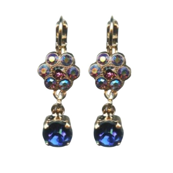 Mariana Earrings Shimmering Floral in Heliotrope, Vintage Rose & AB Austrian Crystals Penelope Odyssey 2018 Coll.