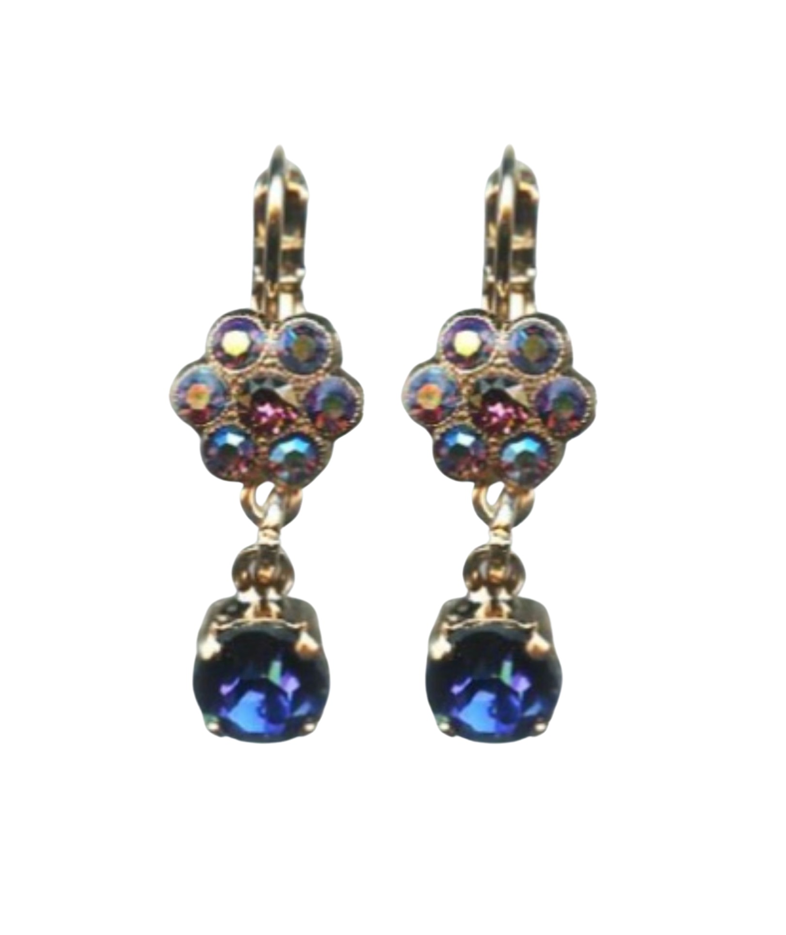 E-1173-3-1089-RG6 (1) Mariana Earrings Shimmering Floral in Heliotrope, Vintage Rose & AB Austrian Crystals Penelope Odyssey 2018 Coll. - Image 1