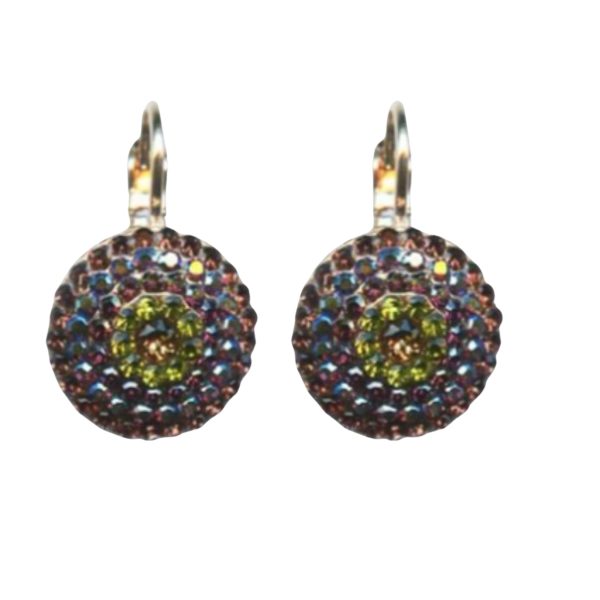 Mariana Earrings Elegant Smoked Topaz, Amethyst, Olivine & Lt Peach Austrian Crystals Penelope Odyssey 2018 Coll.
