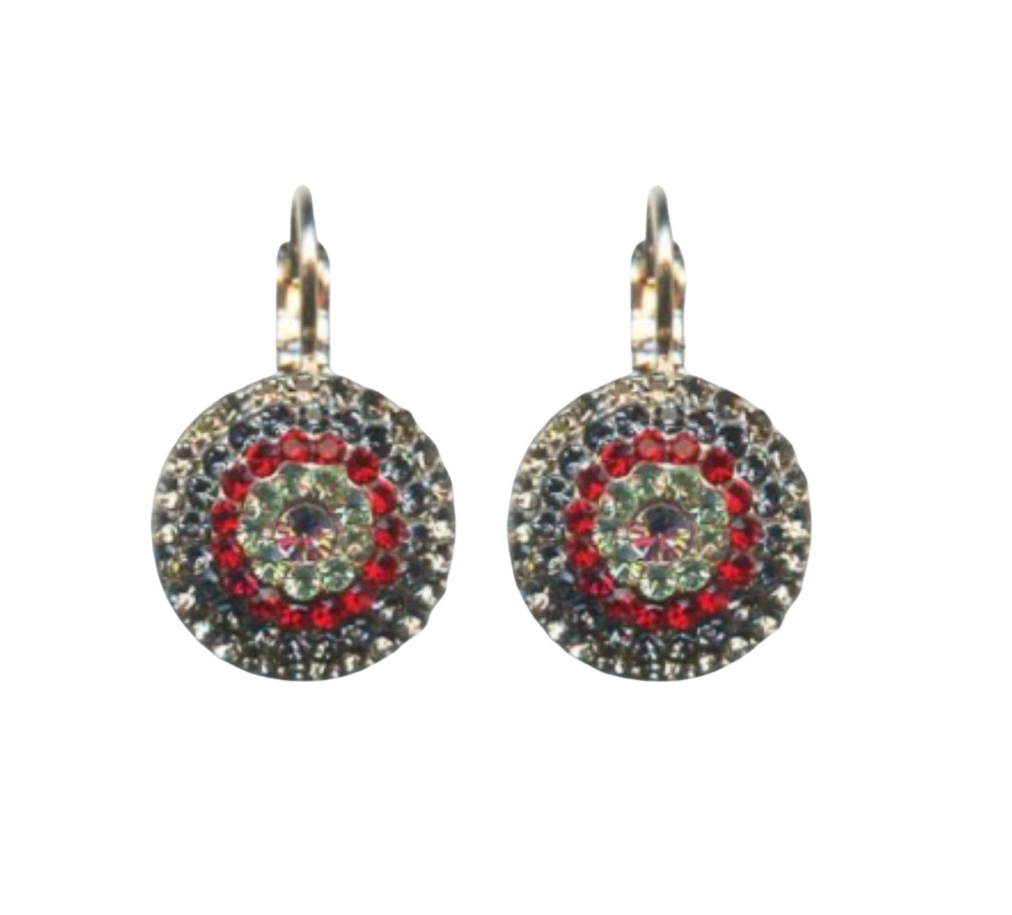 E-1193-1090-RG6 (1) Mariana Earrings Classy Champagne, Blk Dia, Siam, Chrysolite & Heliotrope Austrian Crystals Gaea Odyssey 2018 Coll. - Image 1