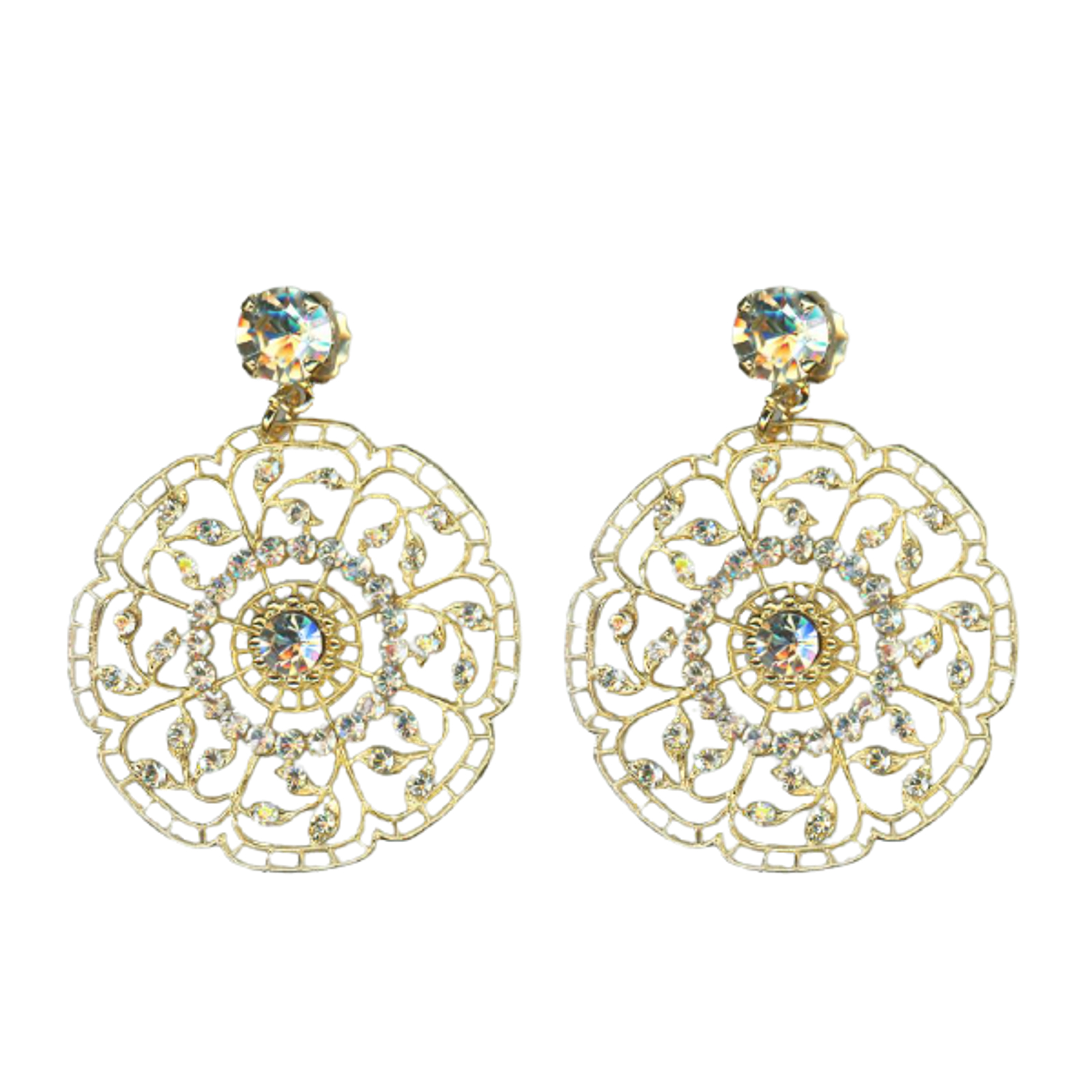 E-1210-001MOL-YG2(1) Mariana Earrings Boho Chic Moonlight Austrian Crystals My Butterfly Coll. - Image 1