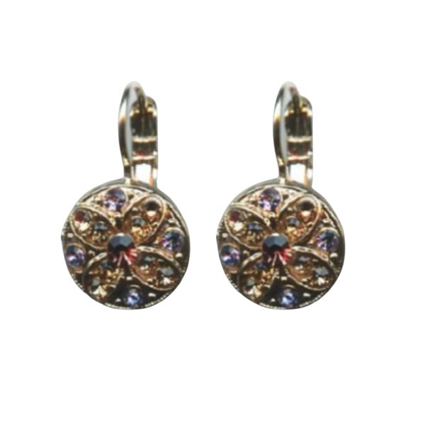 Mariana Earrings Classy Tanzanite, Lt Peach & Smoked Topaz Austrian Crystals Penelope Odyssey 2018 Coll.