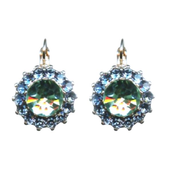 Earrings By Mariana Woman Beautiful Floral Aquamarine and Chrysolite Swarovski Crystals