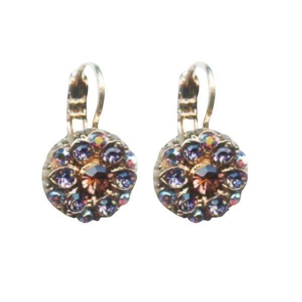 Mariana Earrings Exquisite Floral in Amethyst & Smoked Topaz Austrian Crystals Penelope Odyssey 2018 Coll.