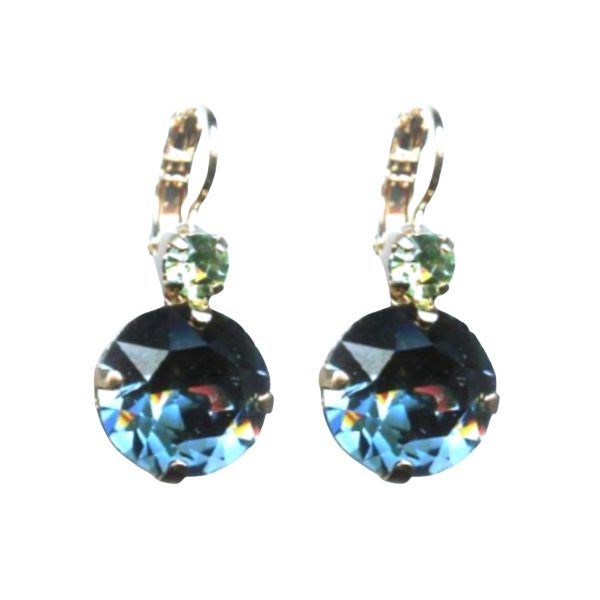 Mariana Earrings Gorgeous Montana Blue & Chrysolite Austrian Crystals Gaea Odyssey 2018 Coll.