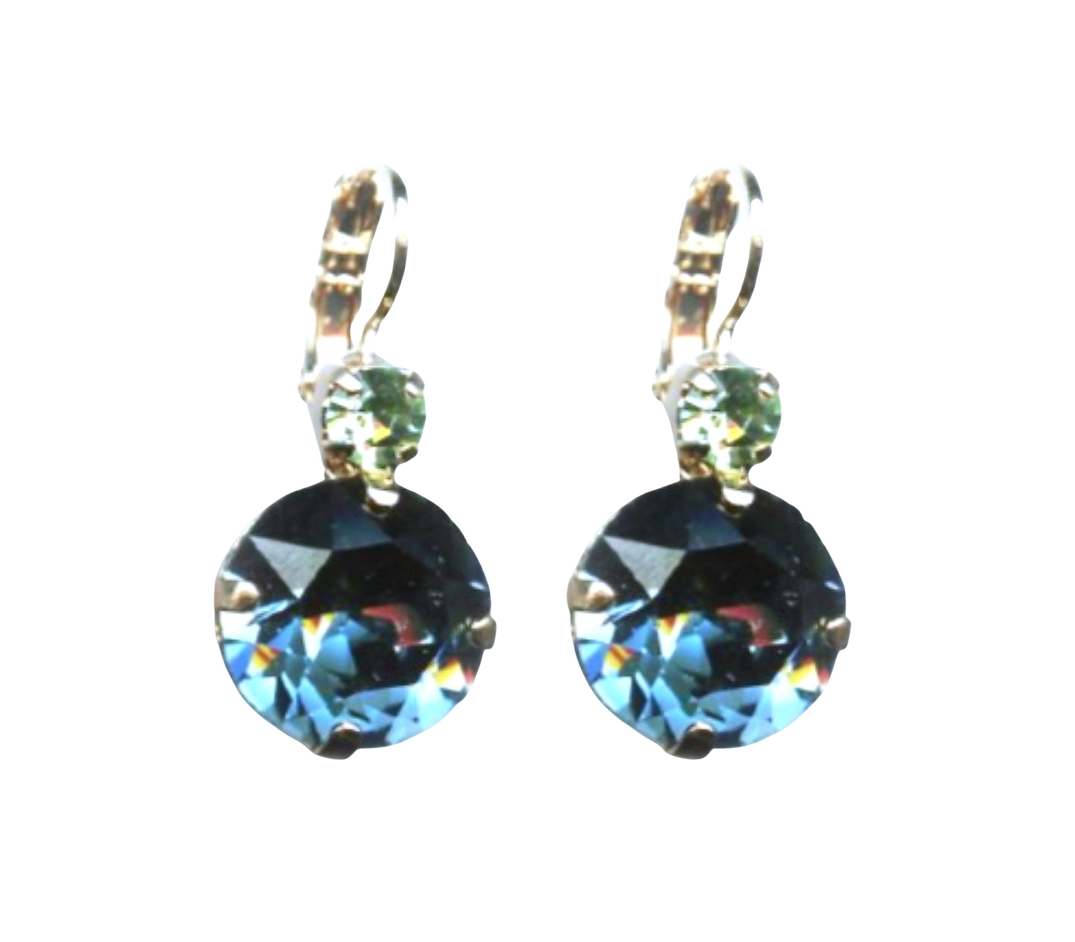 E-1506-1090-RG6 (1) Mariana Earrings Gorgeous Montana Blue & Chrysolite Austrian Crystals Gaea Odyssey 2018 Coll. - Image 1