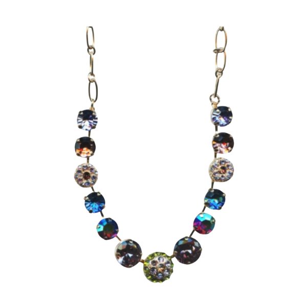 Mariana Necklace Alluring Amethyst, Heliotrope, Smoked Topaz, Olivine & Sapphire Austrian Crystals Penelope Odyssey 2018 Coll.
